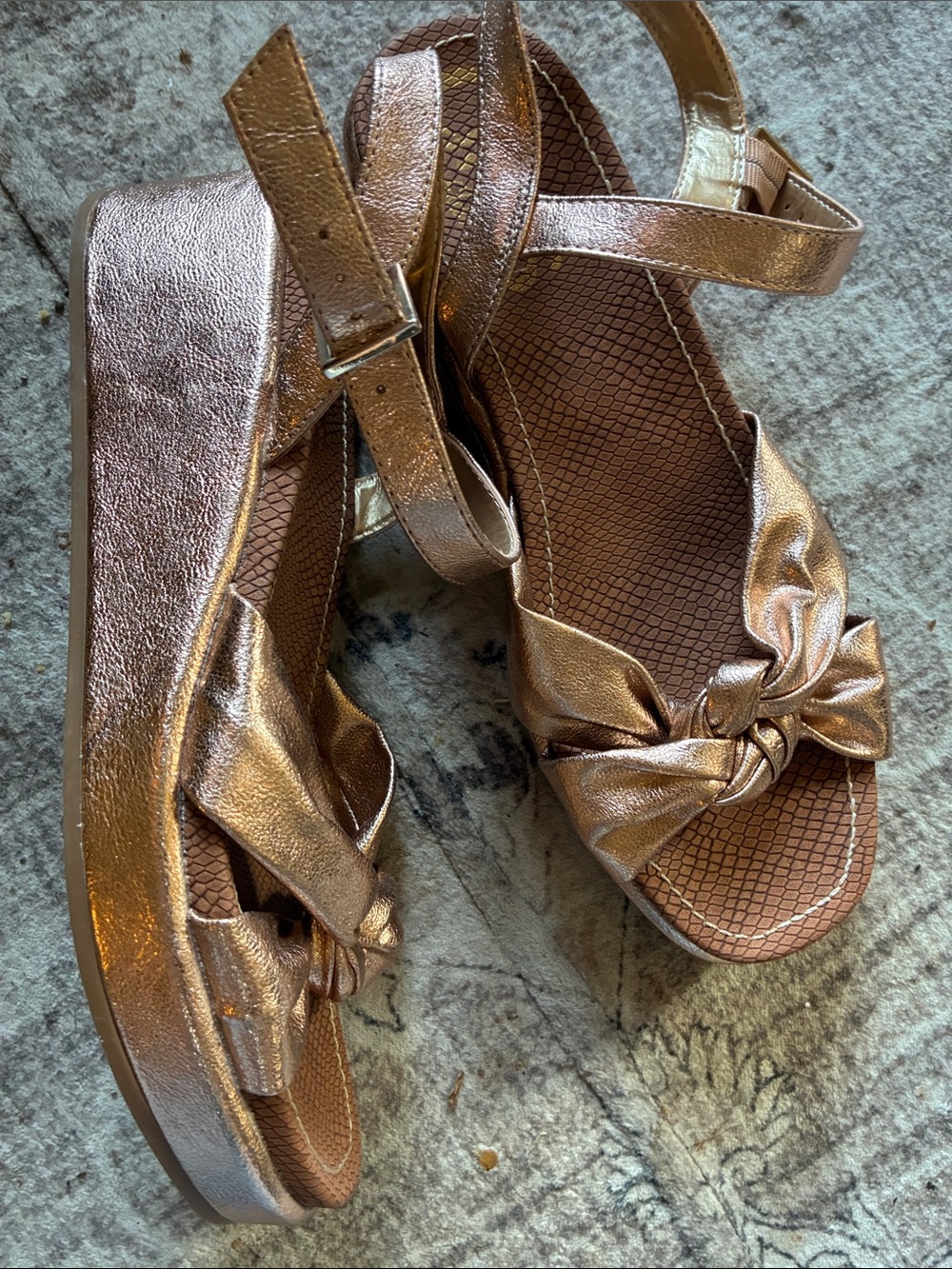 Circus by Sam Edelman Stephanie Metallic Rose Gold Knot Wedge Sandals